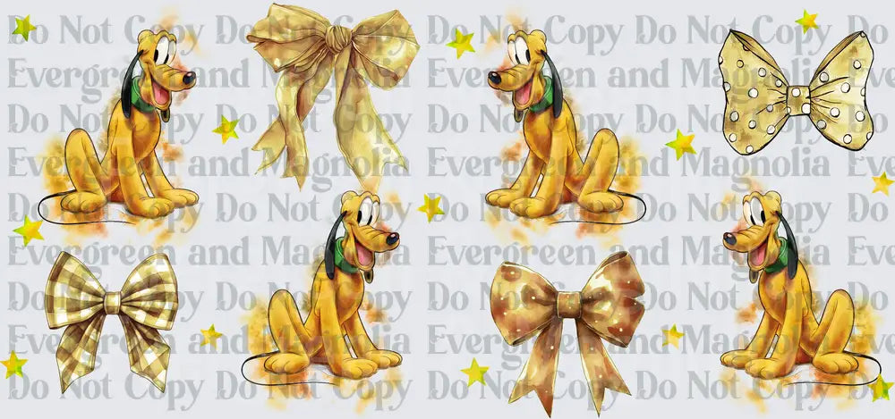 Cartoon Dog with Gold Bows and Stars Multi-Piece
