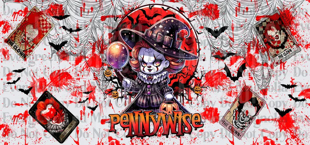 Cute Chibi Evil Clown Witch Halloween Horror Tarot Cards