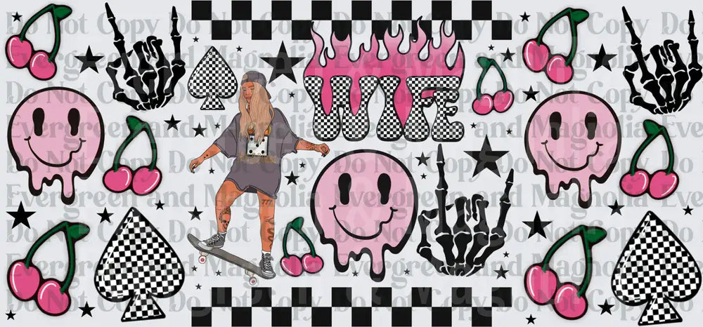 Skater Girl Wife Drip Smiley Checker Skull Hand Gang Sheet