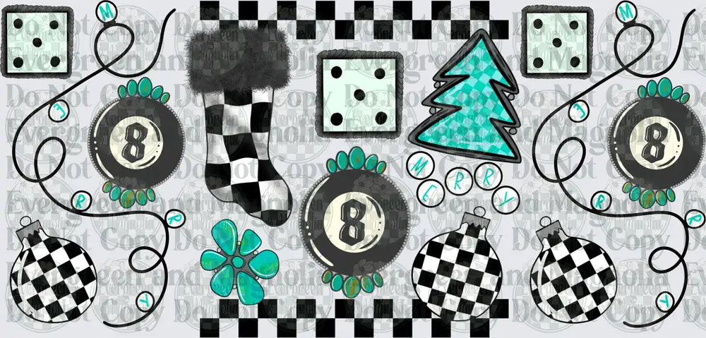 Checkered Christmas Magic 8 Ball Holiday Elements