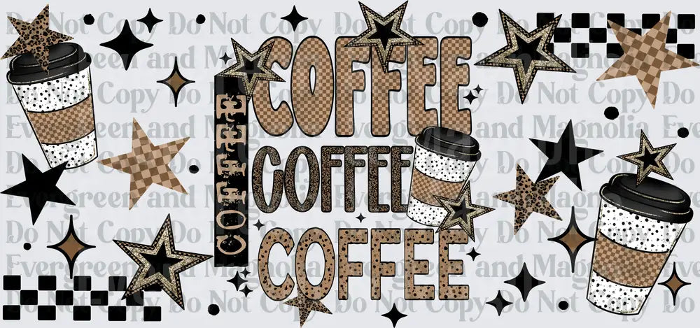 Coffee Coffee Coffee Leopard Checkered Star Cup Design