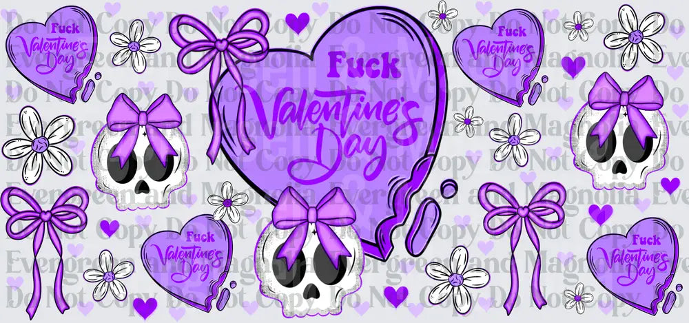 Purple Anti-Valentine Skull Bow Heart Gang Sheet