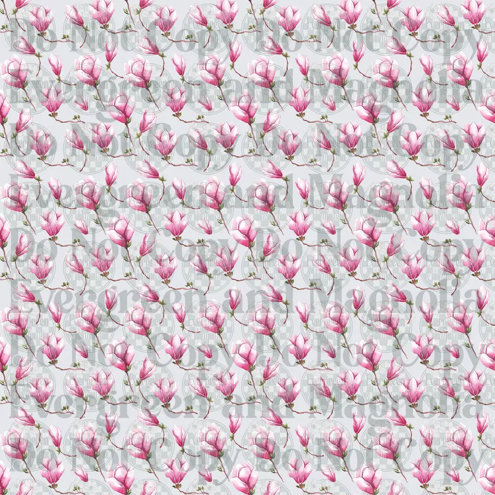 Watercolor Pink Magnolia Floral Repeat Pattern