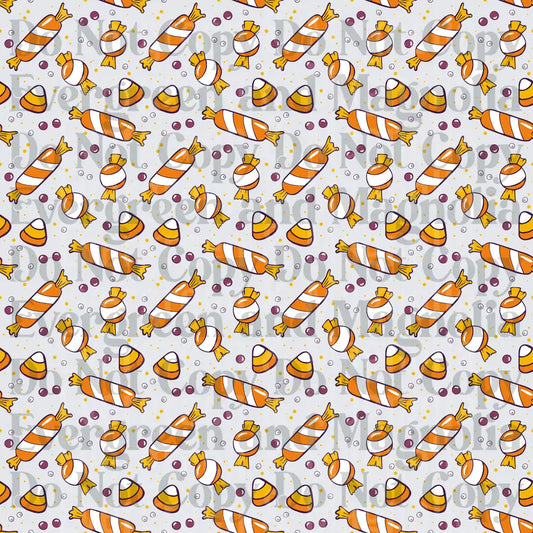 Halloween Candy Corn Sweets Seamless Pattern Orange White