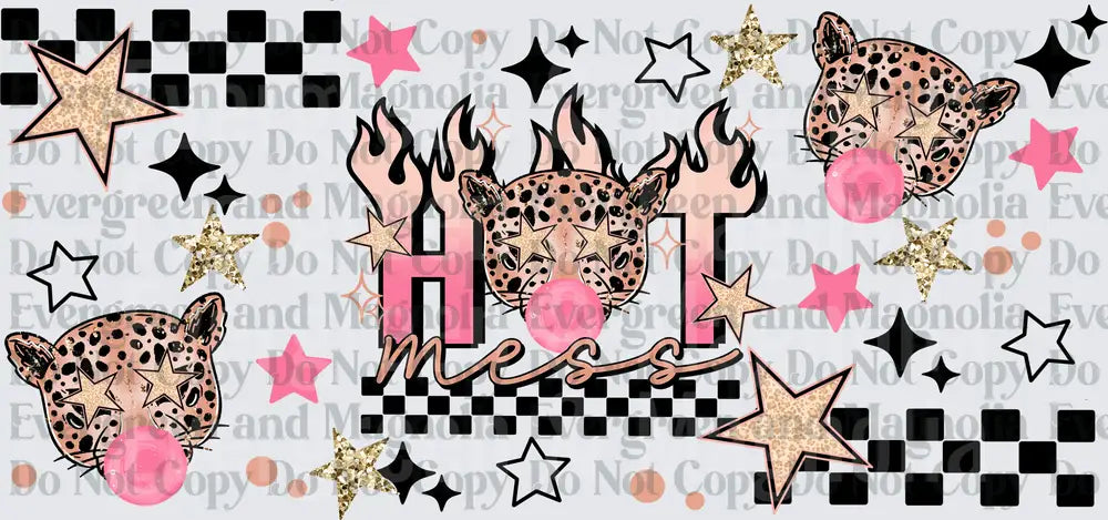 Hot Mess Leopard Bubblegum Flaming Cheetah Stars Checker