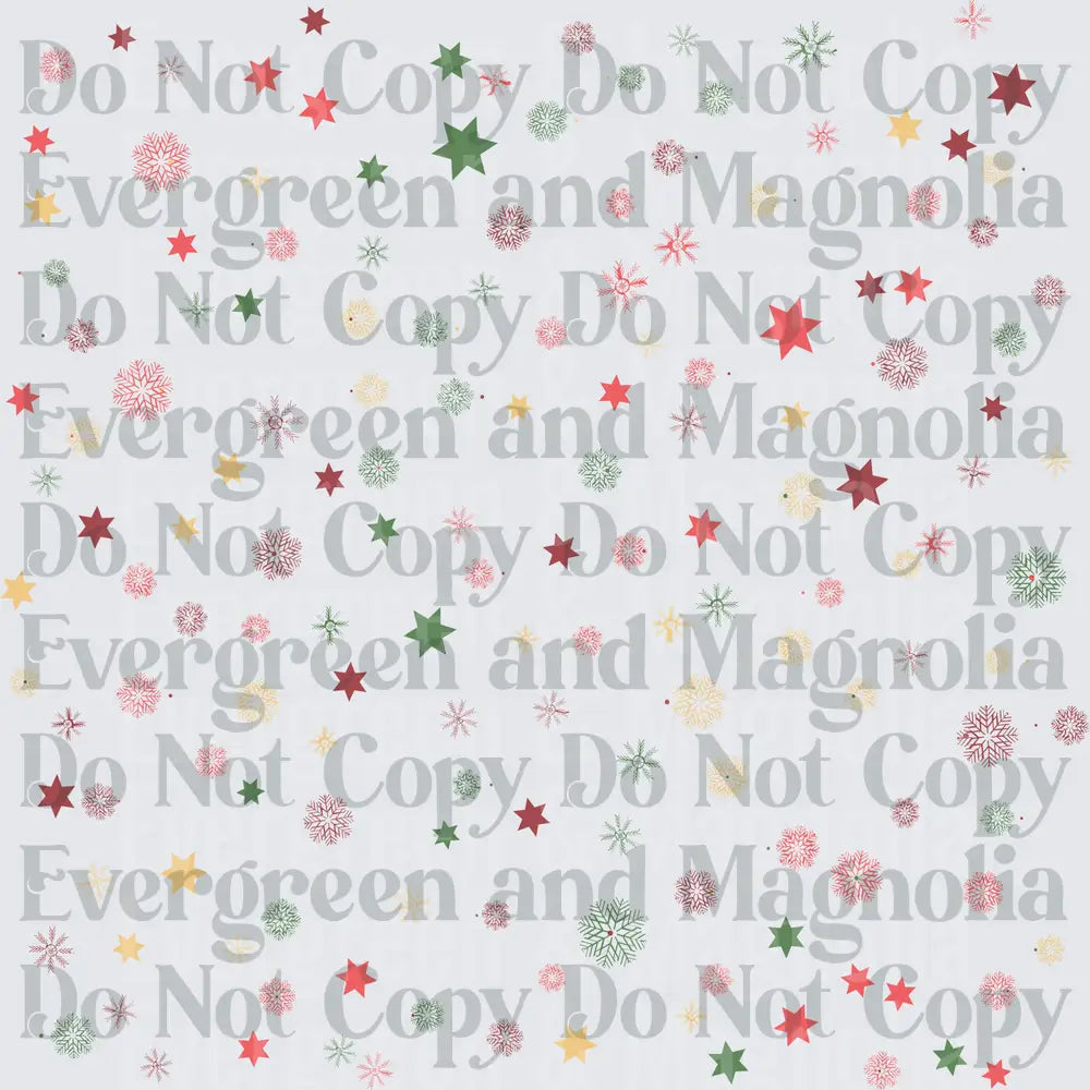 Christmas Snowflakes and Stars Scattered Holiday Pattern