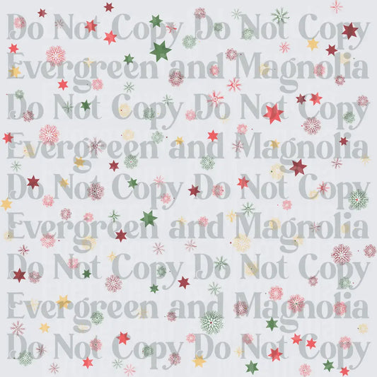 Christmas Snowflakes and Stars Scattered Holiday Pattern