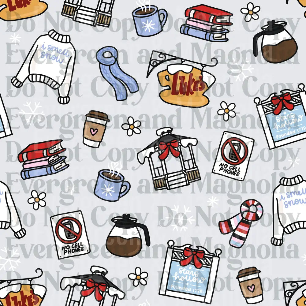 Gilmore Girls Stars Hollow Seamless Pattern Icons