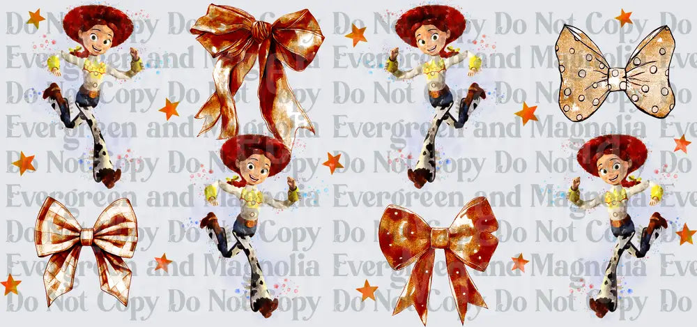 Cowgirl Toy Character with Decorative Bows and Stars