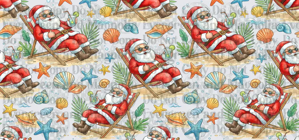 Santa Claus Beach Chair Tropical Seashell Pattern