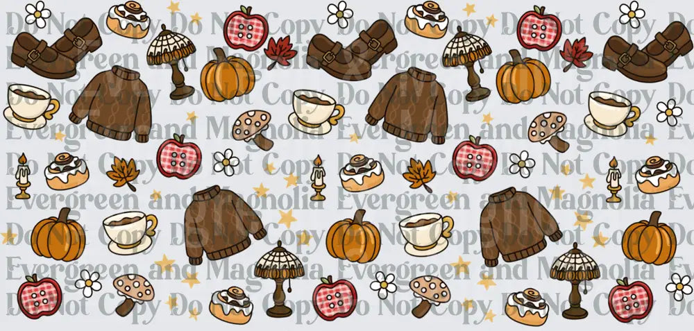 Cozy Fall Autumn Pattern Pumpkin Sweater Coffee Repeat