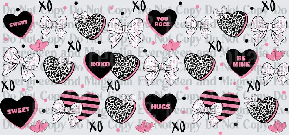 Valentine's Day Leopard Hearts Bows XOXO Sweet Be Mine Pattern