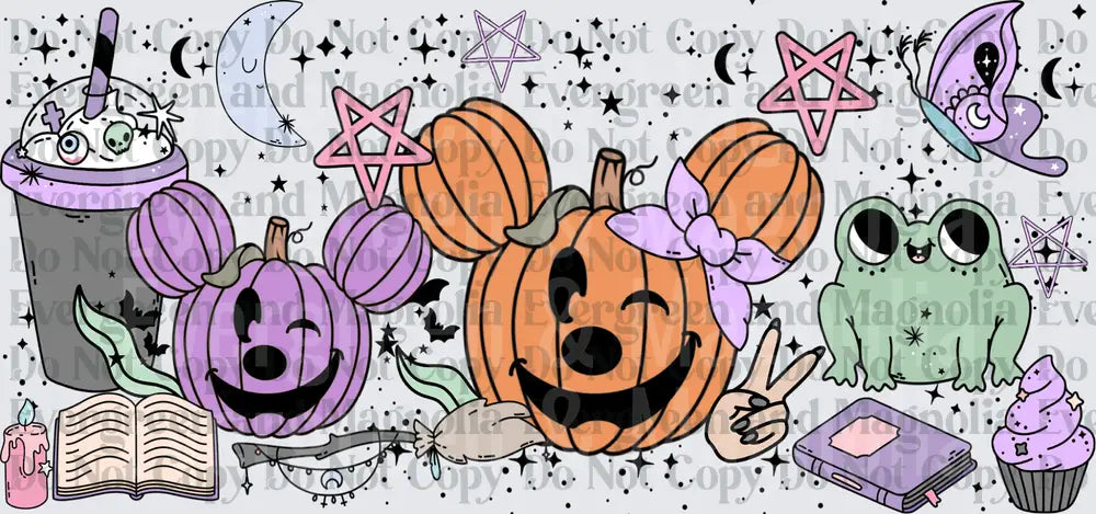 Spooky Pastel Halloween Pumpkin Jack-O-Lantern Collage