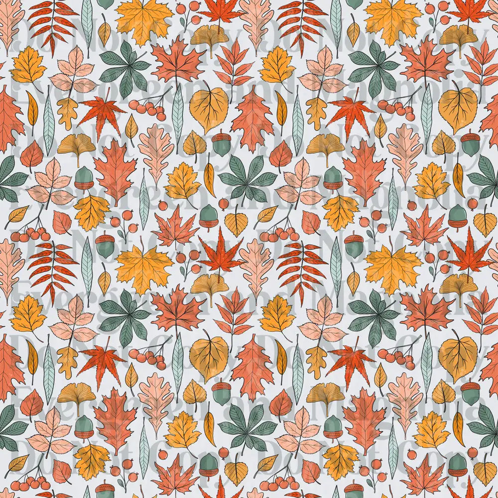 Autumn Leaves Acorns Berries Seamless Fall Pattern