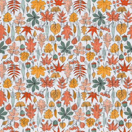 Autumn Leaves Acorns Berries Seamless Fall Pattern