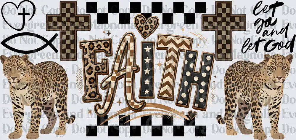 Faith Leopard Print Cheetah Cross Christian Let Go Let God