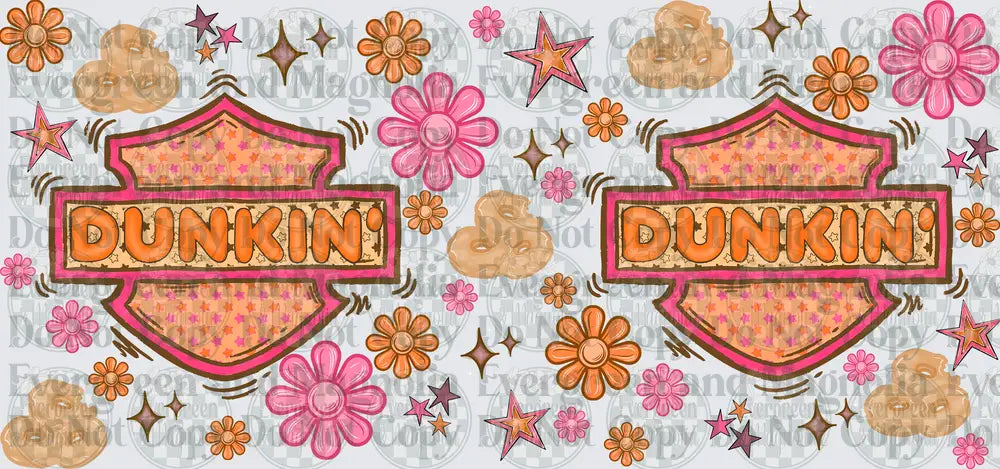 Dunkin' Shield Logo Floral Stars Donut Wrap