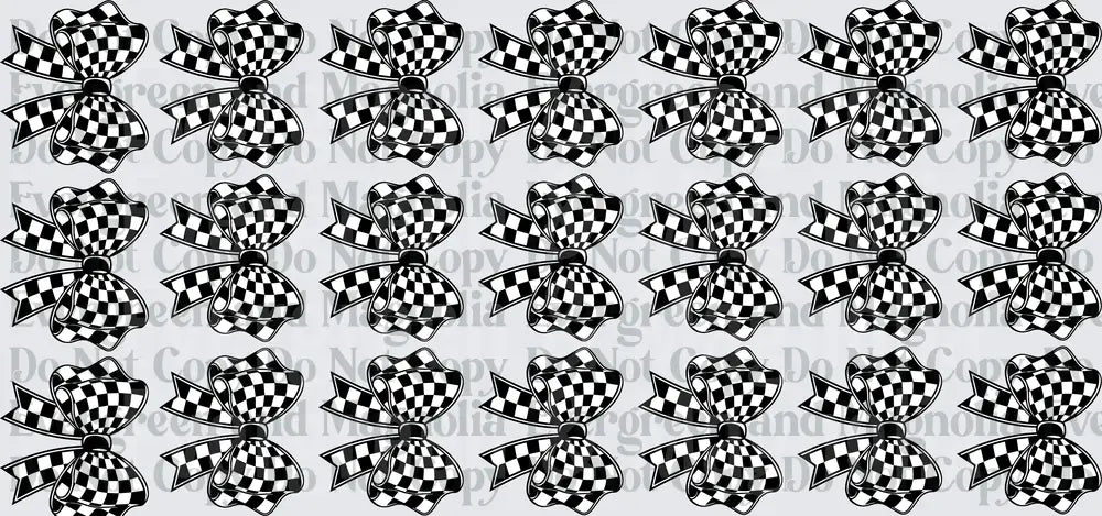 Black and White Checkered Bow Pattern
