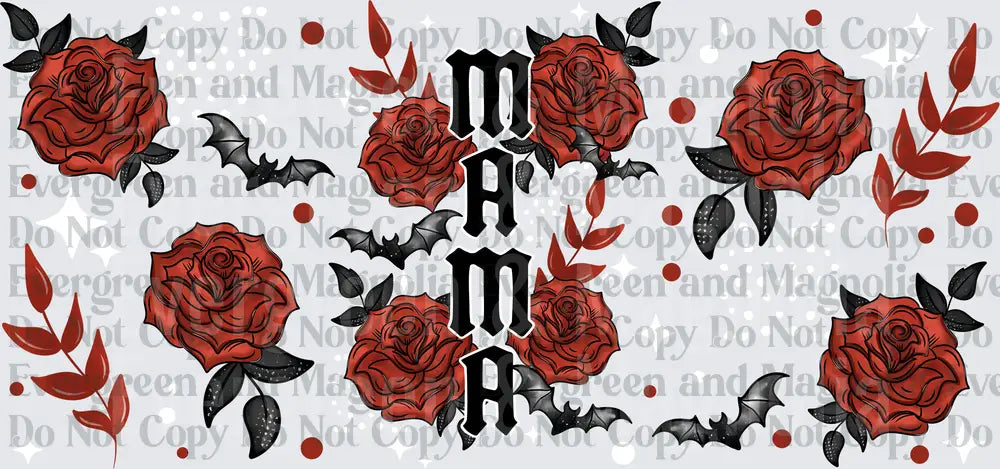 Gothic Mama Red Roses and Bats Dark Floral Wrap