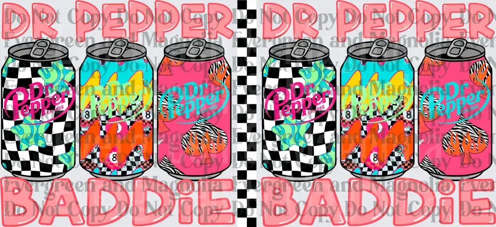 Dr Pepper Baddie Retro Checkered Can Trio Gang Sheet