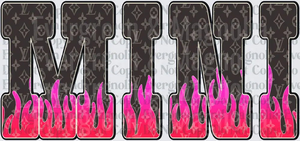 MINI Dark Monogram Letters With Pink Flames