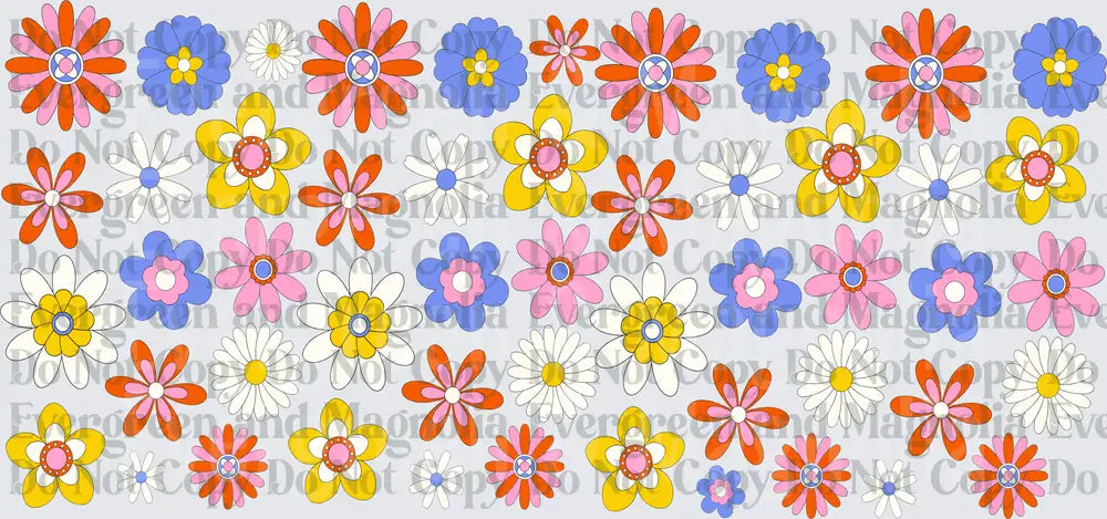 Retro Groovy Daisy Flower Pattern Multi Color Floral