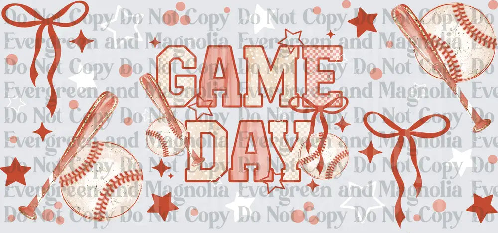 Game Day Baseball Bat Stars Bows Checkered Varsity Letters