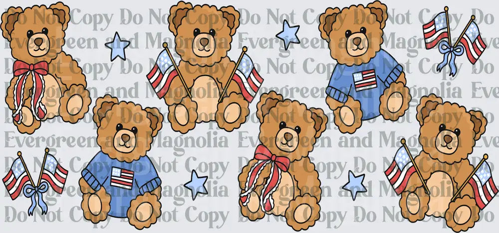 Patriotic Teddy Bears American Flags Stars Red White Blue