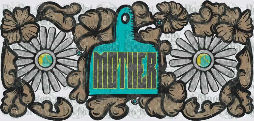 Teal Cutting Board Mother Floral Scroll Western Design