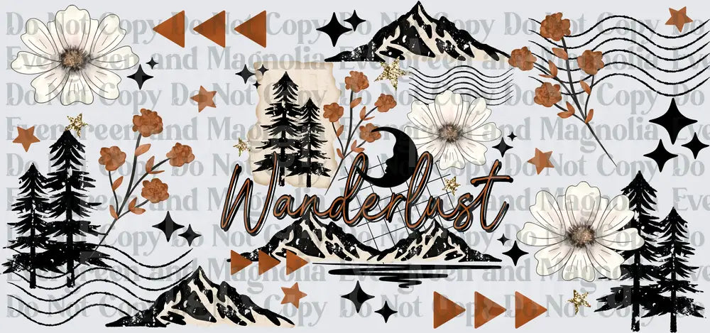 Wanderlust Boho Mountains Pine Trees Floral Nature