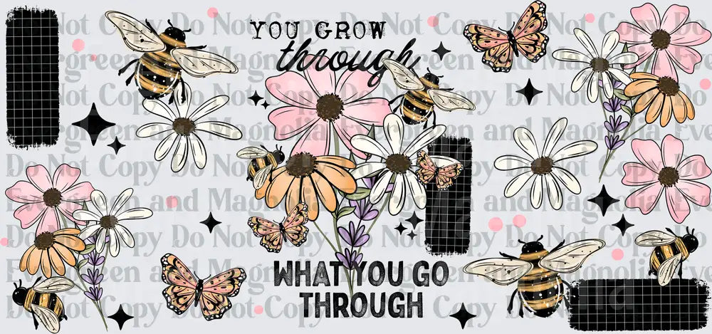 You Grow Through What You Go Through Bees Floral Wrap