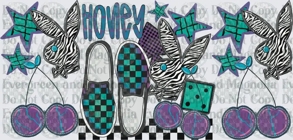 Honey Y2K Zebra Bunny Checkered Sneaker Cherry Star