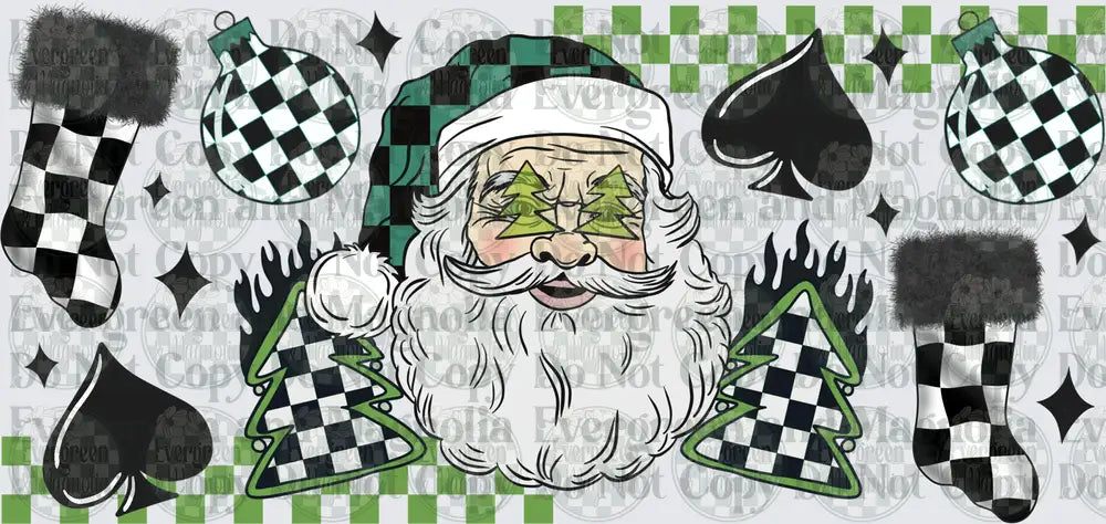 Checkered Santa Christmas Gangster Holiday Elements