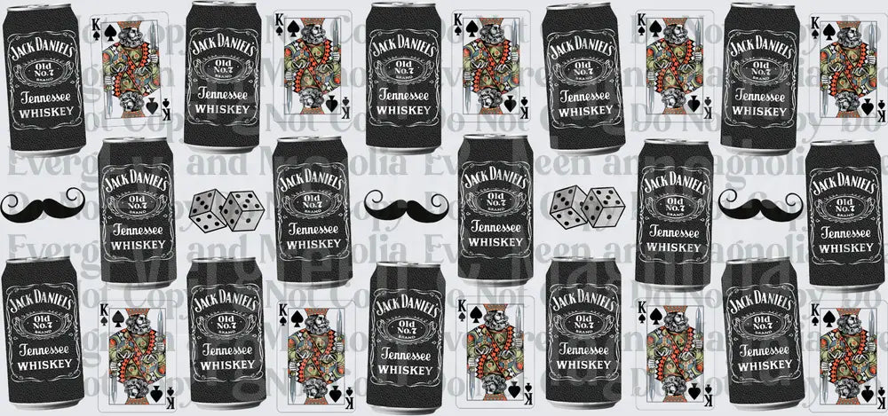 Whiskey Can King of Spades Card Dice Mustache Pattern