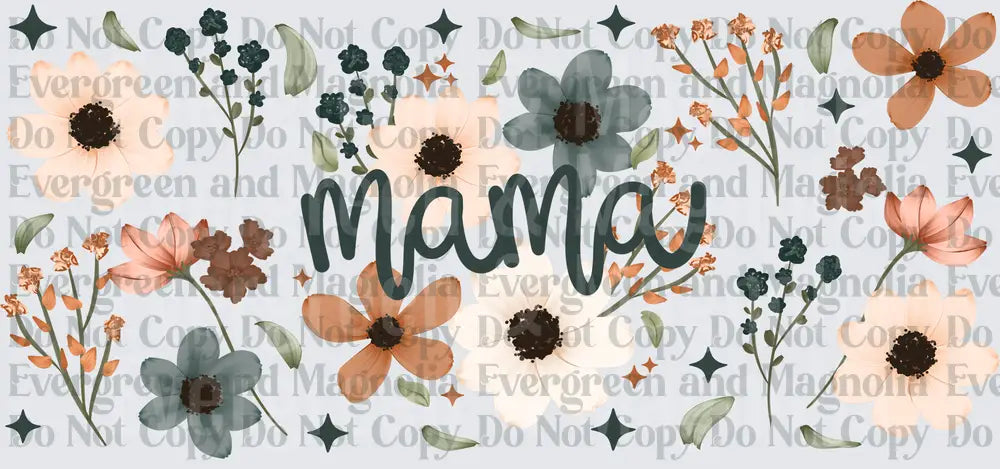 Mama Wildflower Botanical Script with Teal Sparkles