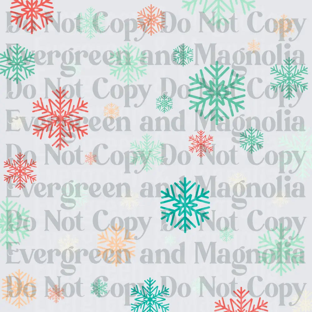 Colorful Christmas Snowflakes Scatter Pattern Multi-Size