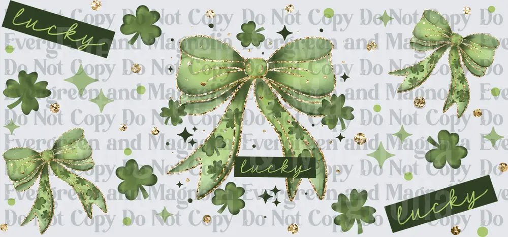 Lucky Green Shamrock Bows with Gold Glitter St. Patrick's