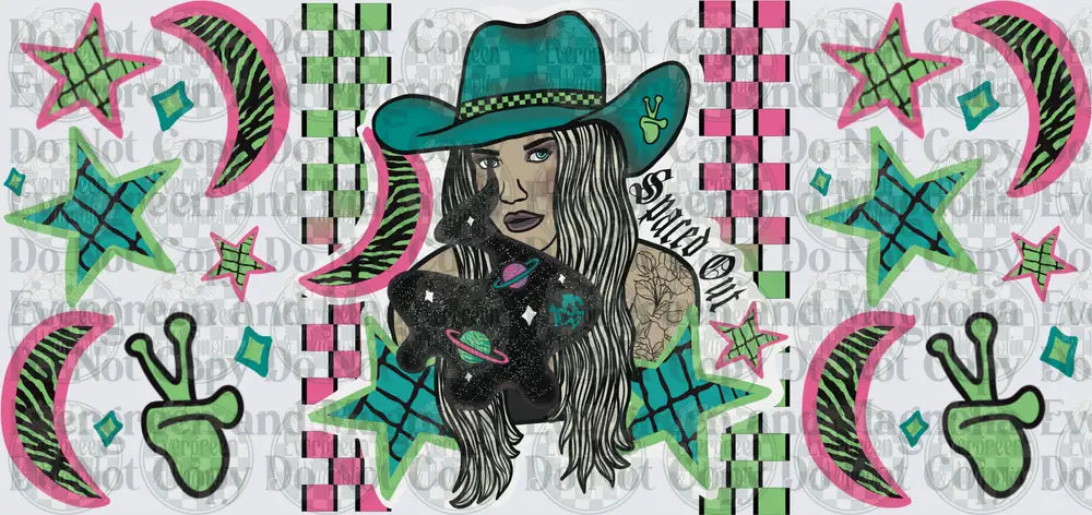 Spaced Out Cowgirl Galaxy Boho Retro Star Moon Wrap