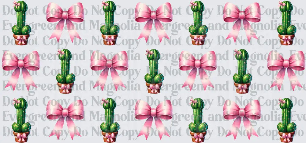 Phallic Cactus Pot with Pink Satin Bow Pattern