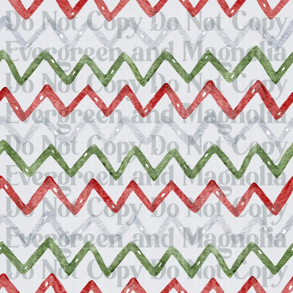 Christmas Chevron Zigzag Pattern Red Green Silver