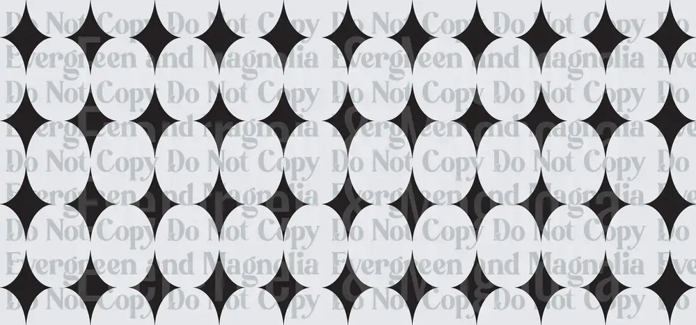 Black and White Four-Point Star Geometric Repeat Pattern