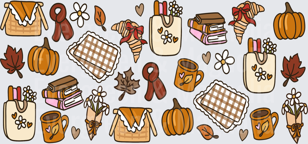 Cozy Fall Autumn Elements Pumpkin Books Tote