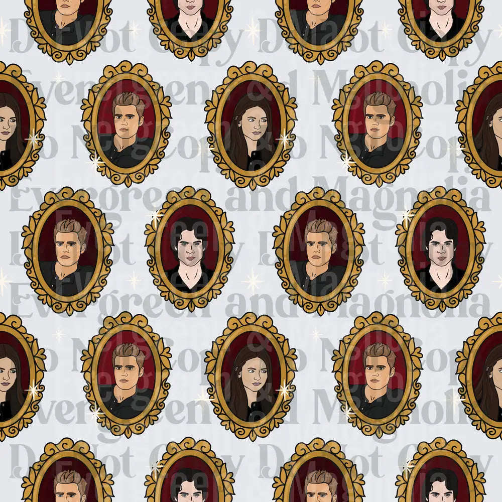 Vampire Characters Ornate Gold Portrait Frame Pattern – Evergreen ...