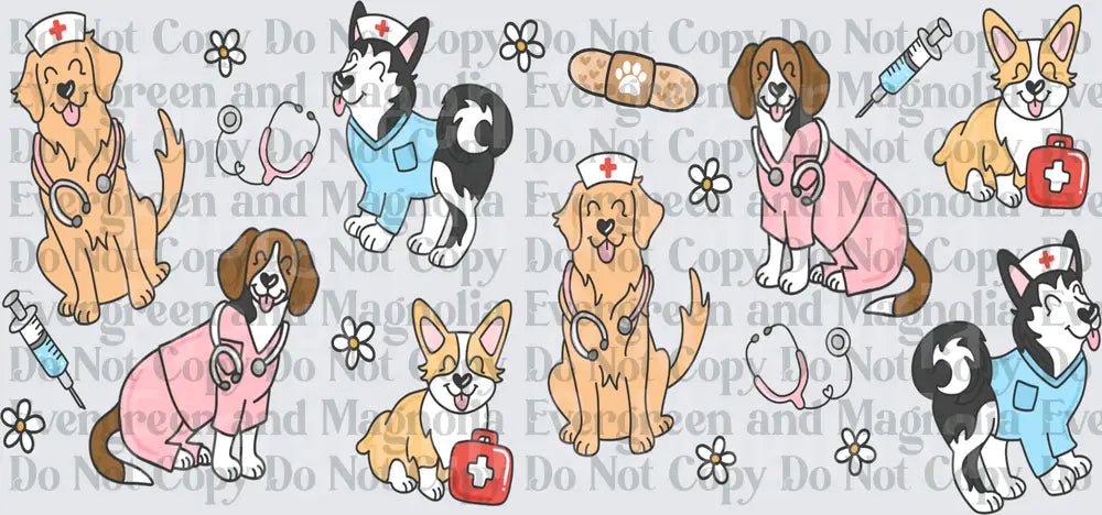 Cute Nurse Doctor Dogs Medical Scrubs Stethoscope Bundle