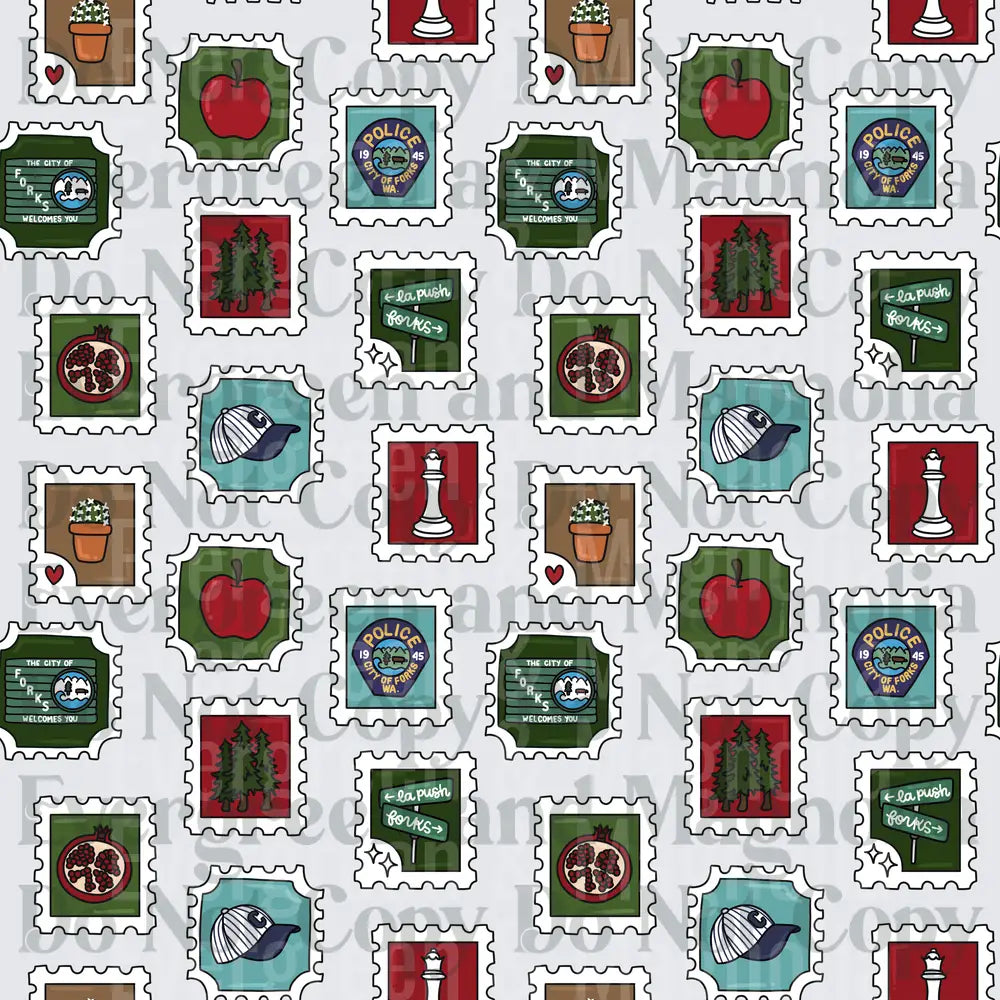 Forks Washington Twilight Inspired Postage Stamp Pattern