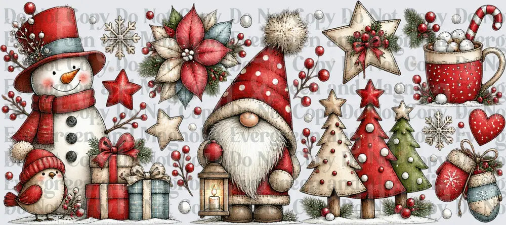 Rustic Christmas Gnome Snowman Holiday Clipart Bundle