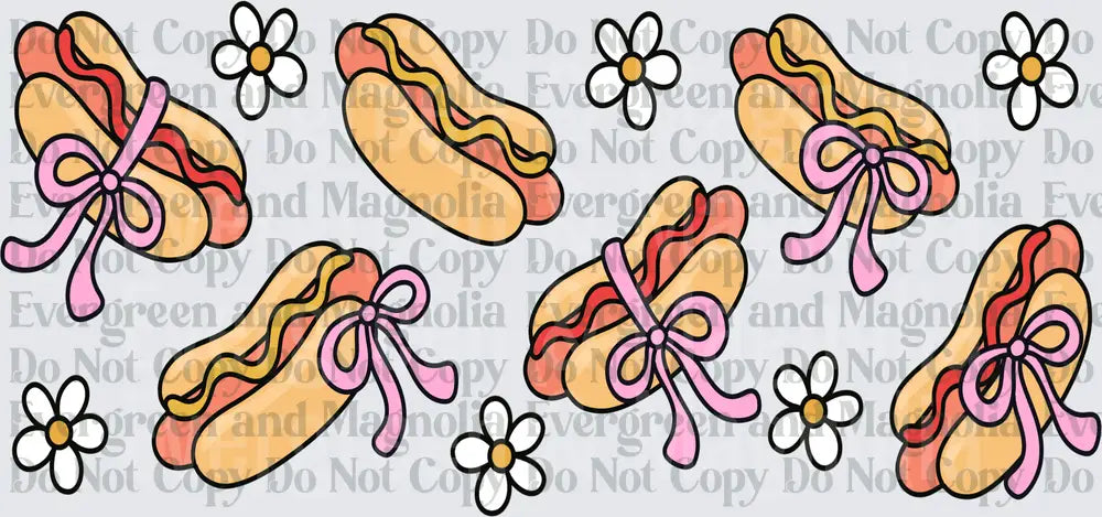 Coquette Hot Dogs With Pink Bows And Daisy Pattern