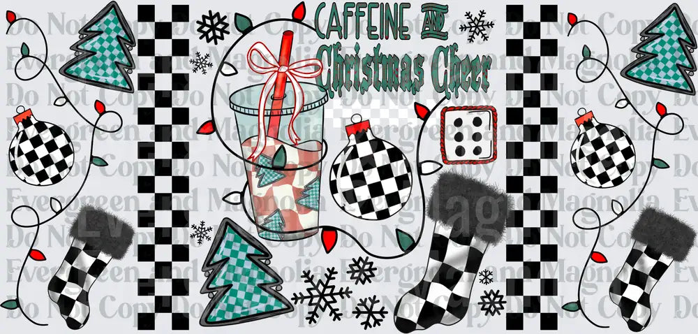 Caffeine and Christmas Cheer Checkered Holiday Cup