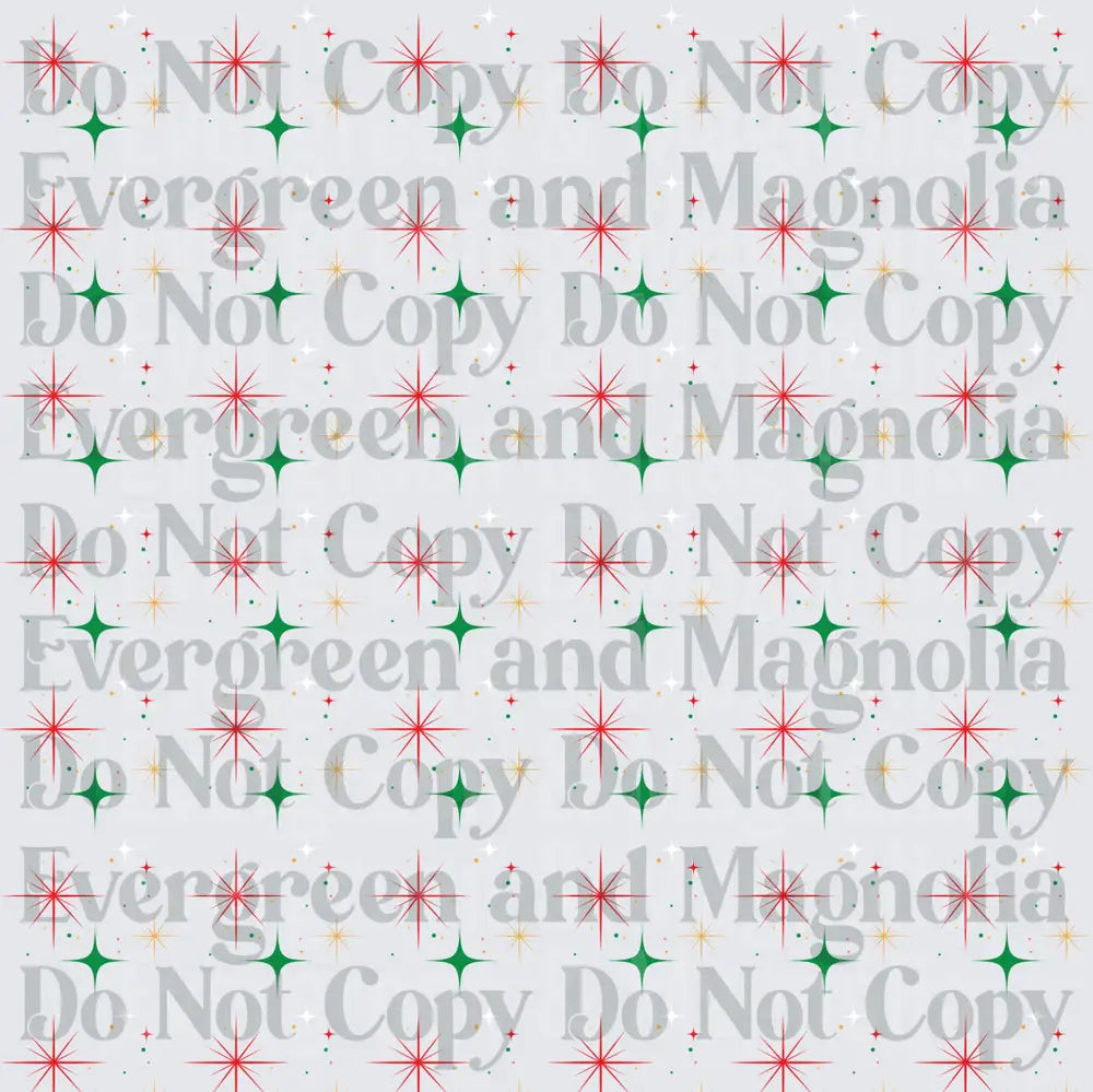 Christmas Sparkle Stars Red Green Gold Seamless Pattern