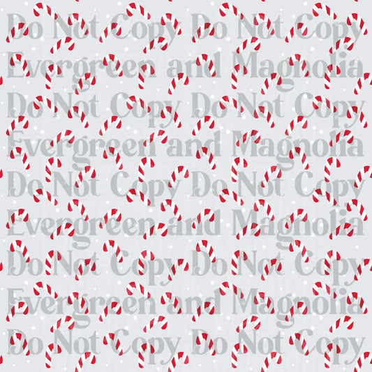 Red and White Candy Cane Toss Pattern on White Background